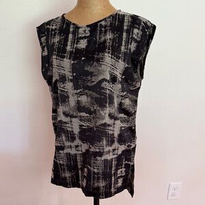 Zero + Maria Cornejo sz 6 Black and Gray patterned top two texture soft VGUC